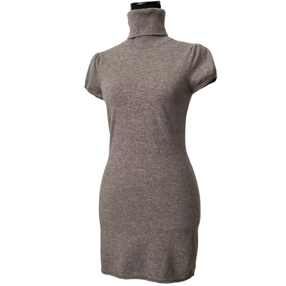 Autumn Cashmere 100% Pure Cashmere Turtleneck Short Sleeve Mini Dress in Size S - Picture 1 of 10